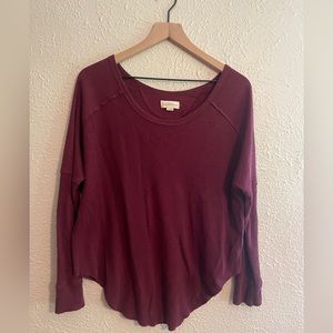 TNA Maroon Waffle Top Aritzia